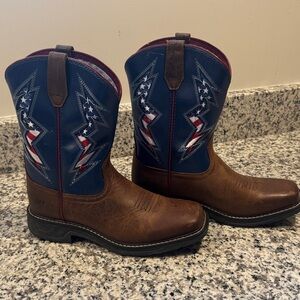 Kids Brown and Blue Cowboy Boots
